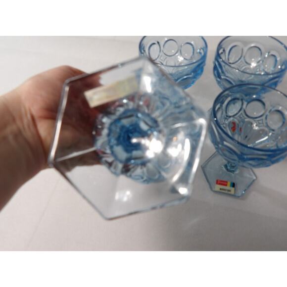 Fostoria Stemmed Glasses 5 1/8" Wine Goblet Blue Moonstone Light Blue NWT (4) - Picture 10 of 10